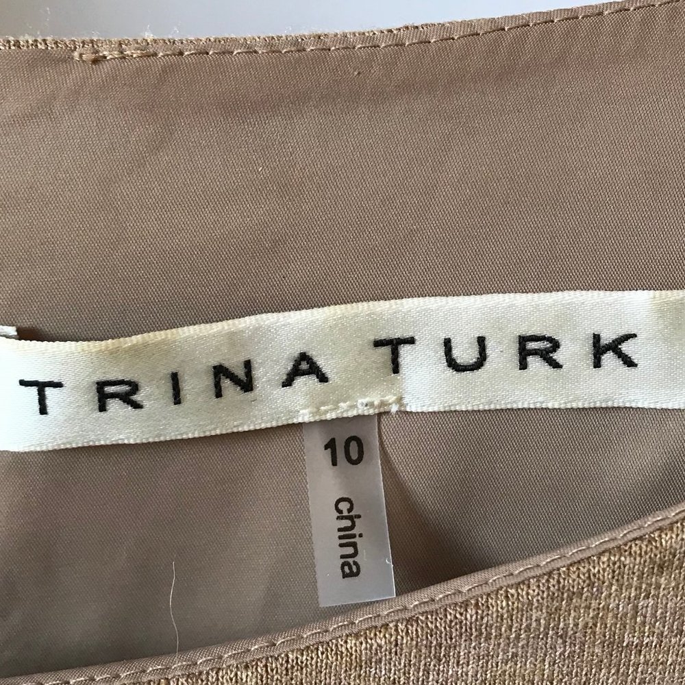 Trina Turk - Camel Knit Jersey Shift Dress - Size 10 - Picture 4 of 4